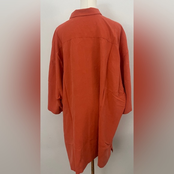 Tommy Bahama 100% Silk Hawaiian Style Short Sleeve Button Down Orange Size 3XT - Picture 3 of 10